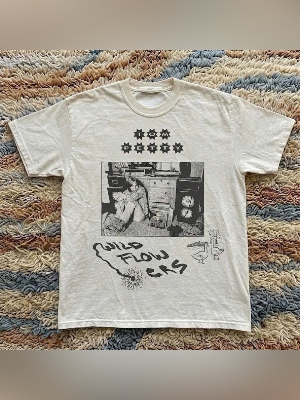 White Tom Petty Wildflowers Graphic Short Sleeve Tee - Picture 1 of 3